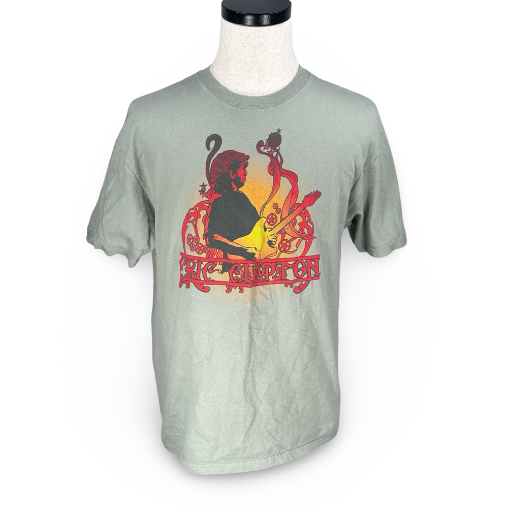 Vintage Eric Clapton World Tour 2006 2007 T-Shirt Men’s Large Pale Green Y2K